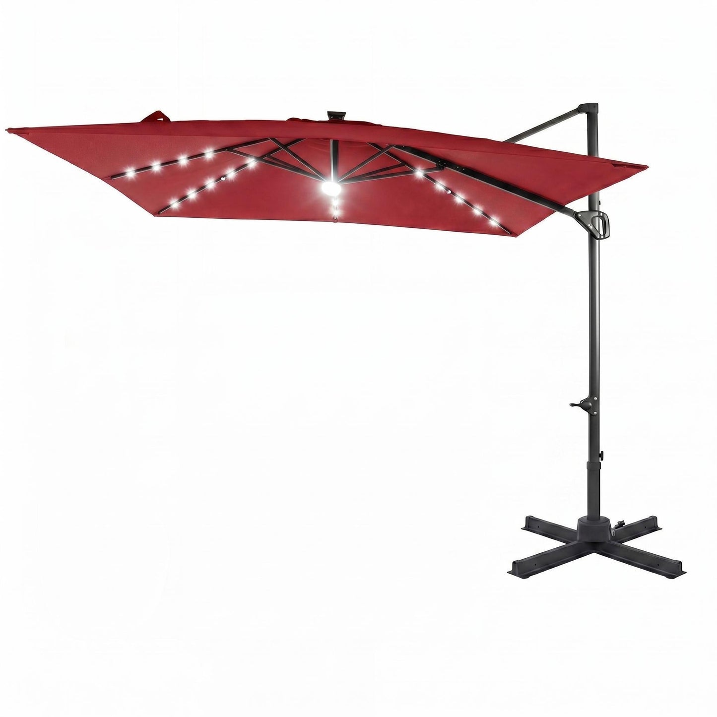 Patiojoy 10 FT Square Cantilever Patio Umbrella with Solar LED Lighting