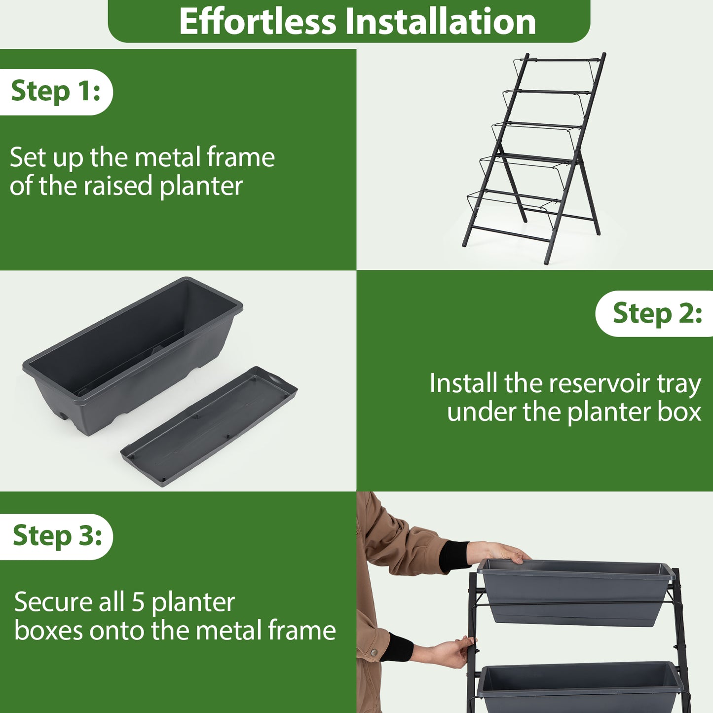 Patiojoy 5-Tier Vertical Garden Planter Elevated Raised Garden Bed w/Metal Construction & Drainage System