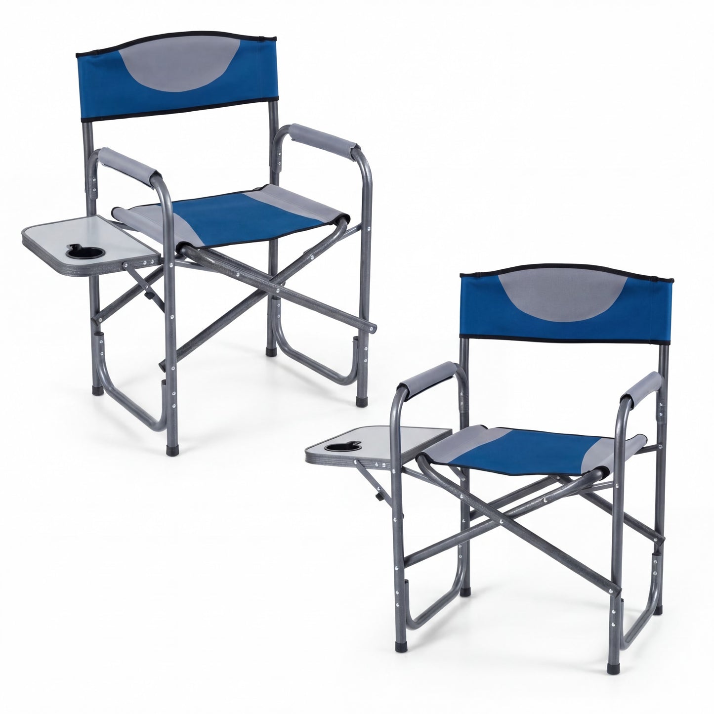 Patiojoy 2PCS Portable Camping Chair Folding Outdoor Lawn Chair with Side Table and Cup Holder Camouflage/Blue/Black