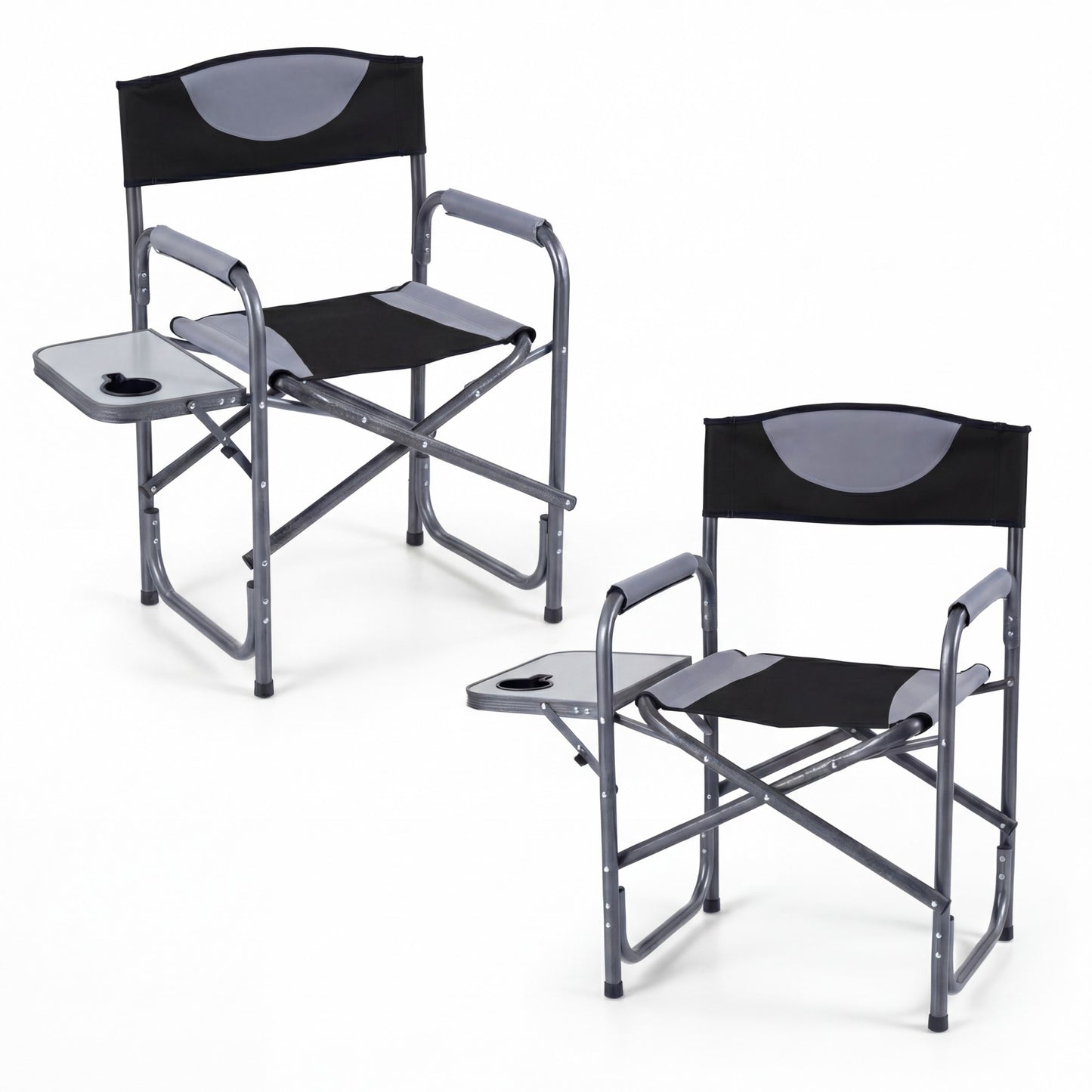 Patiojoy 2PCS Portable Camping Chair Folding Outdoor Lawn Chair with Side Table and Cup Holder Camouflage/Blue/Black