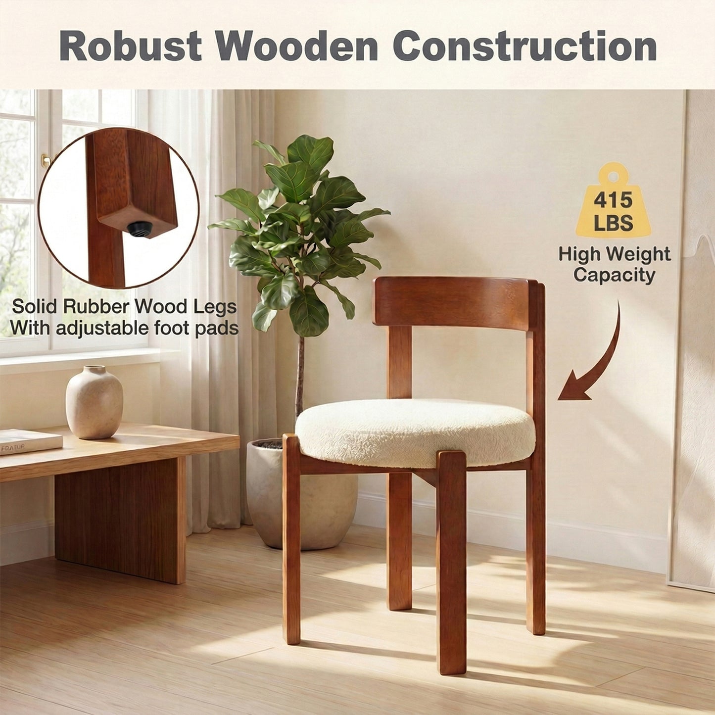 Patiojoy Set of 2/4 Modern Dining Chairs Armless Accent Chairs with Curved Backrest