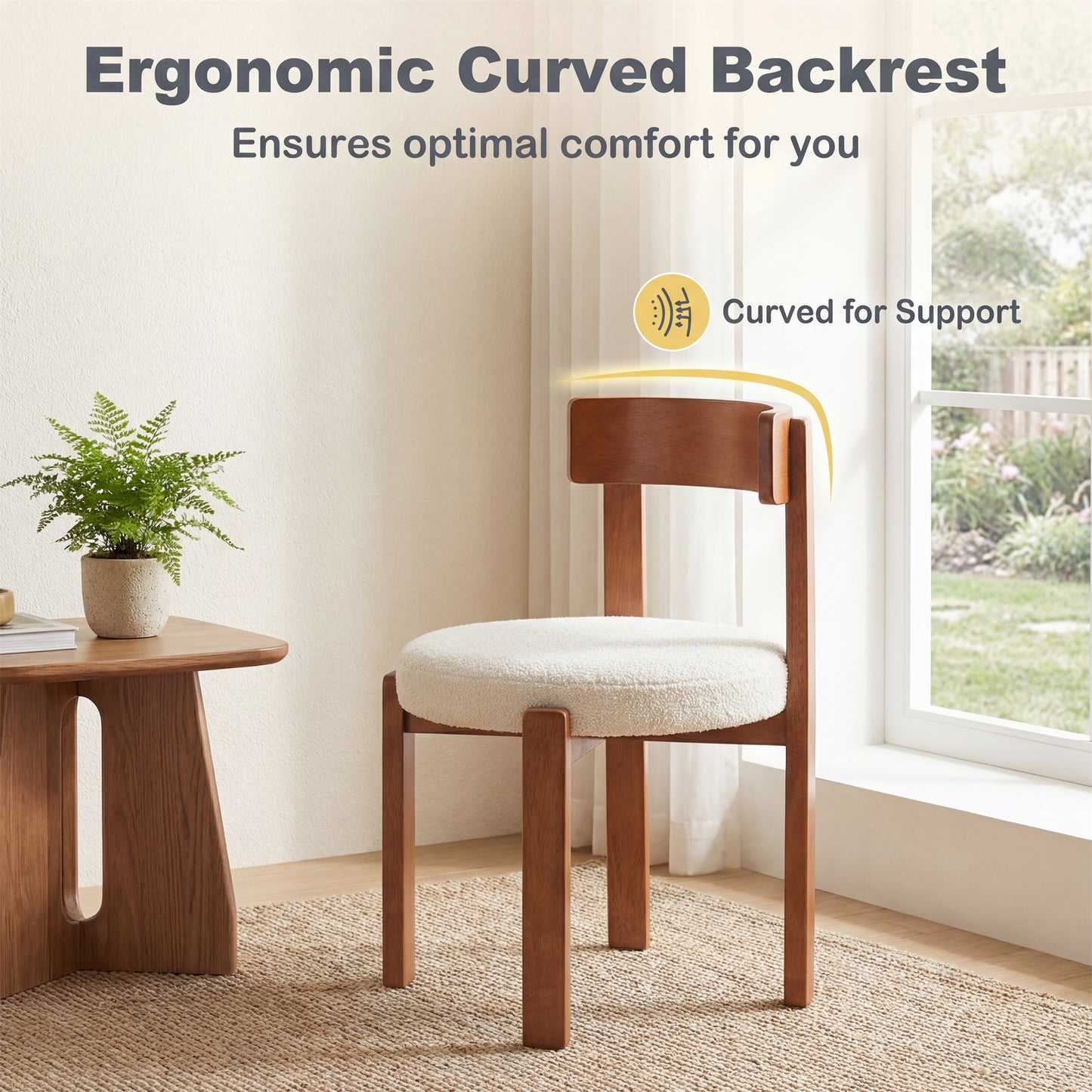 Patiojoy Set of 2/4 Modern Dining Chairs Armless Accent Chairs with Curved Backrest