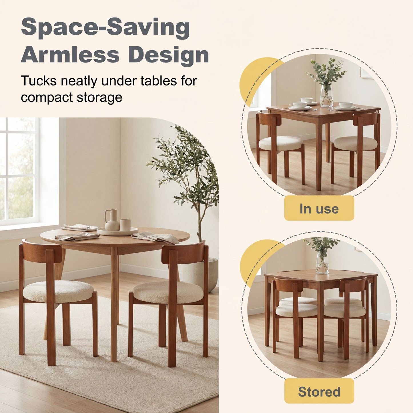 Patiojoy Set of 2/4 Modern Dining Chairs Armless Accent Chairs with Curved Backrest