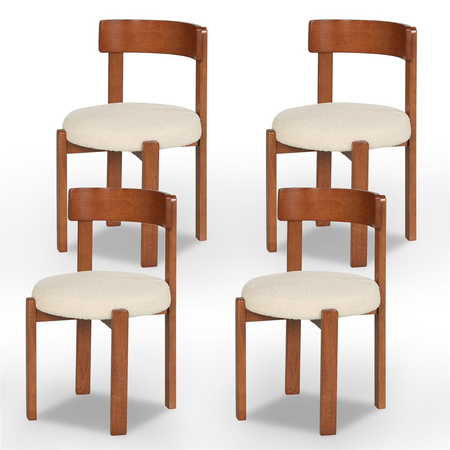 Patiojoy Set of 2/4 Modern Dining Chairs Armless Accent Chairs with Curved Backrest