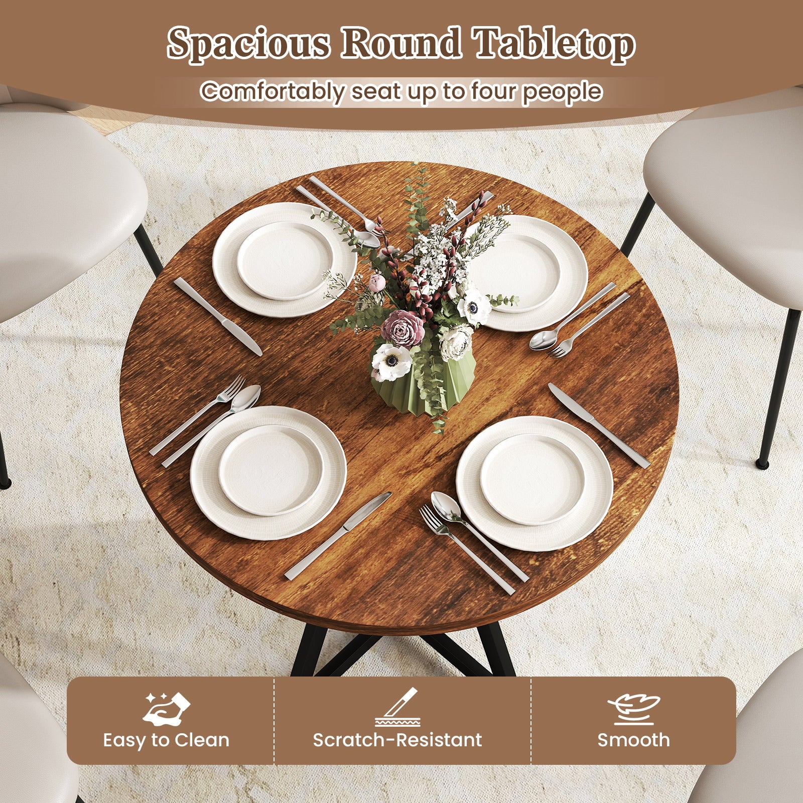 Patiojoy 31.5 Inch Round Dining Table for 2-4 Modern Kitchen Table wit ...
