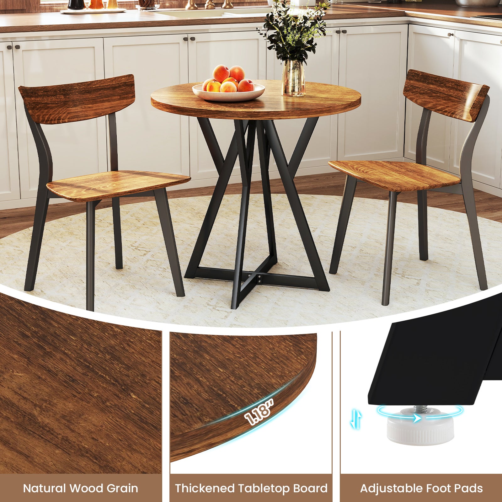 Patiojoy 31.5 Inch Round Dining Table for 2-4 Modern Kitchen Table wit ...