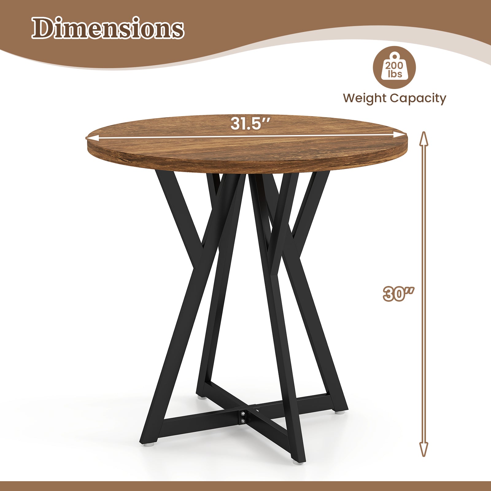Patiojoy 31.5 Inch Round Dining Table for 2-4 Modern Kitchen Table wit ...