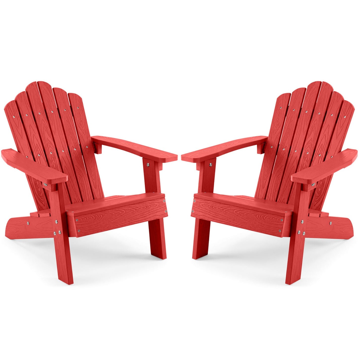 Patiojoy Adirondack Chairs for Kids Set of 2 Weather-Resistant HIPS Outdoor Chairs with Tilted High Backrest Turquoise/Brown/Pink/Red/Grey/White