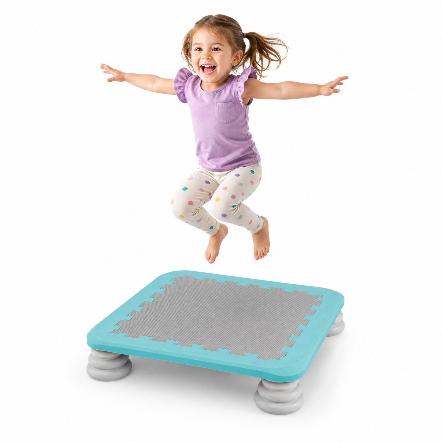 Patiojoy Kids Mini Trampoline 25.5" Sensory Balance Jump Toy with 4 Removable & Non-Slip Foot Pads