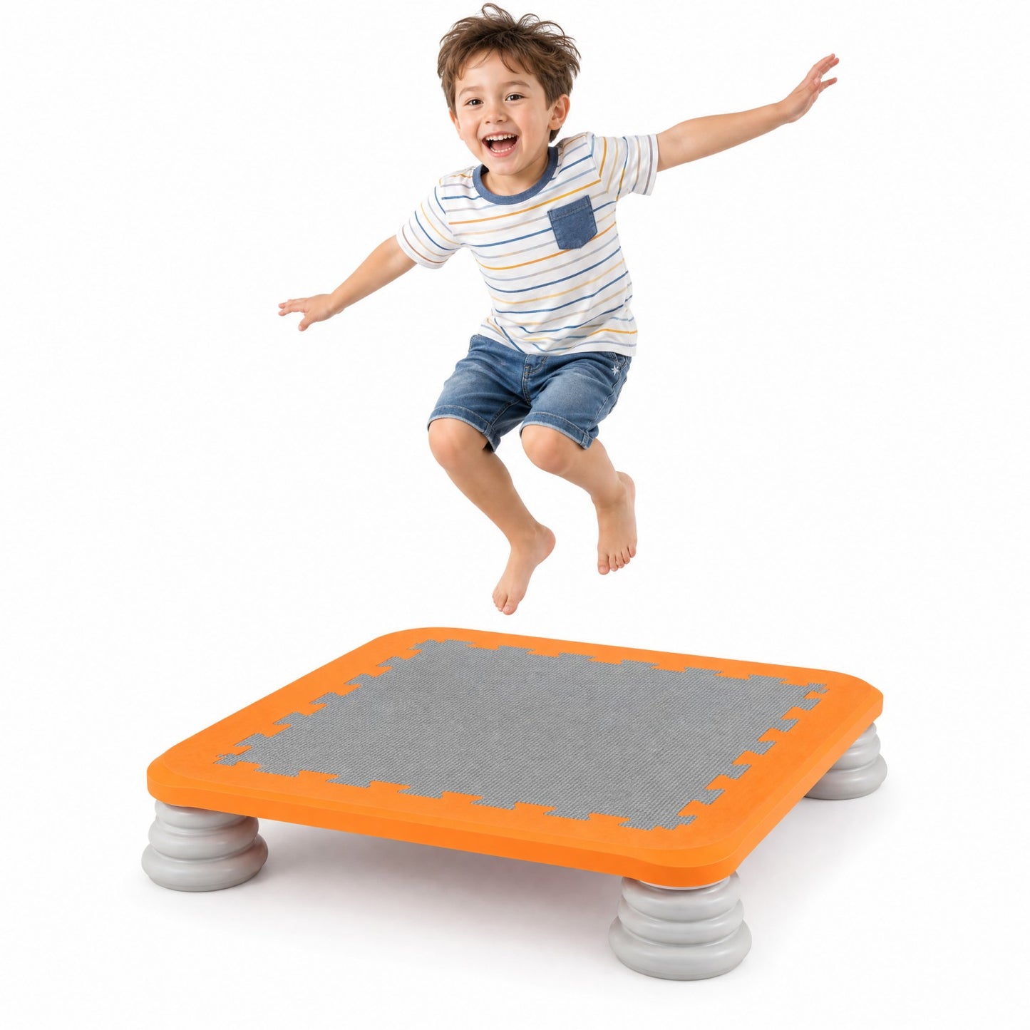Patiojoy Kids Mini Trampoline 25.5" Sensory Balance Jump Toy with 4 Removable & Non-Slip Foot Pads