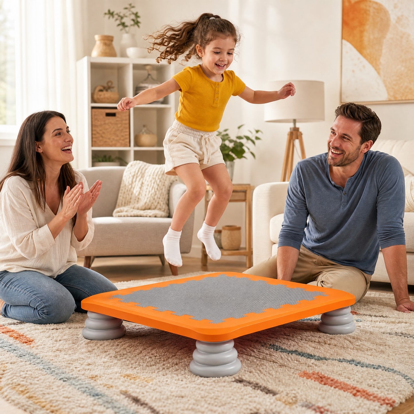 Patiojoy Kids Mini Trampoline 25.5" Sensory Balance Jump Toy with 4 Removable & Non-Slip Foot Pads