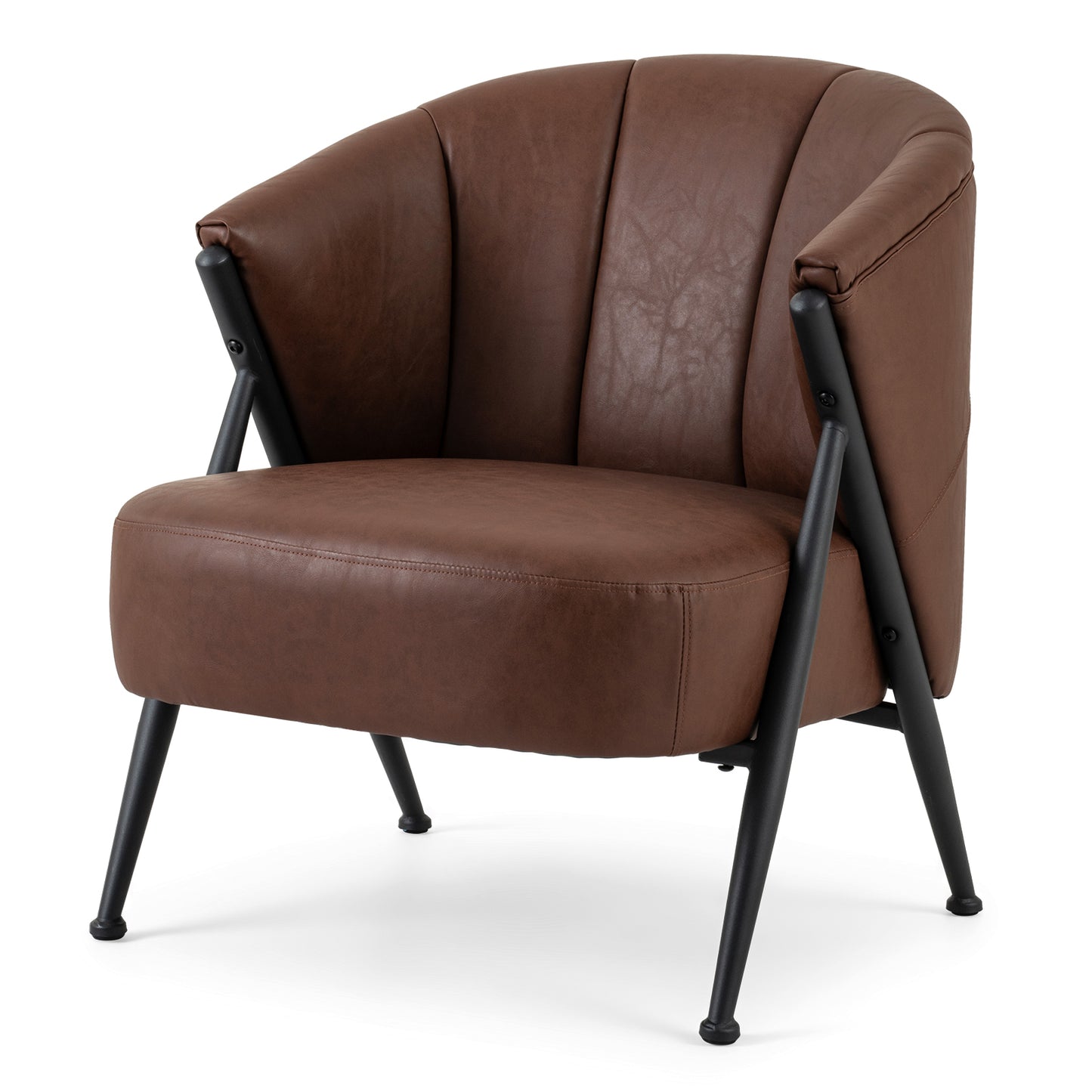 Patiojoy Accent Chair in Mid-Century Modern Style With Wide Seat and Curved Backrest Set of 1/2