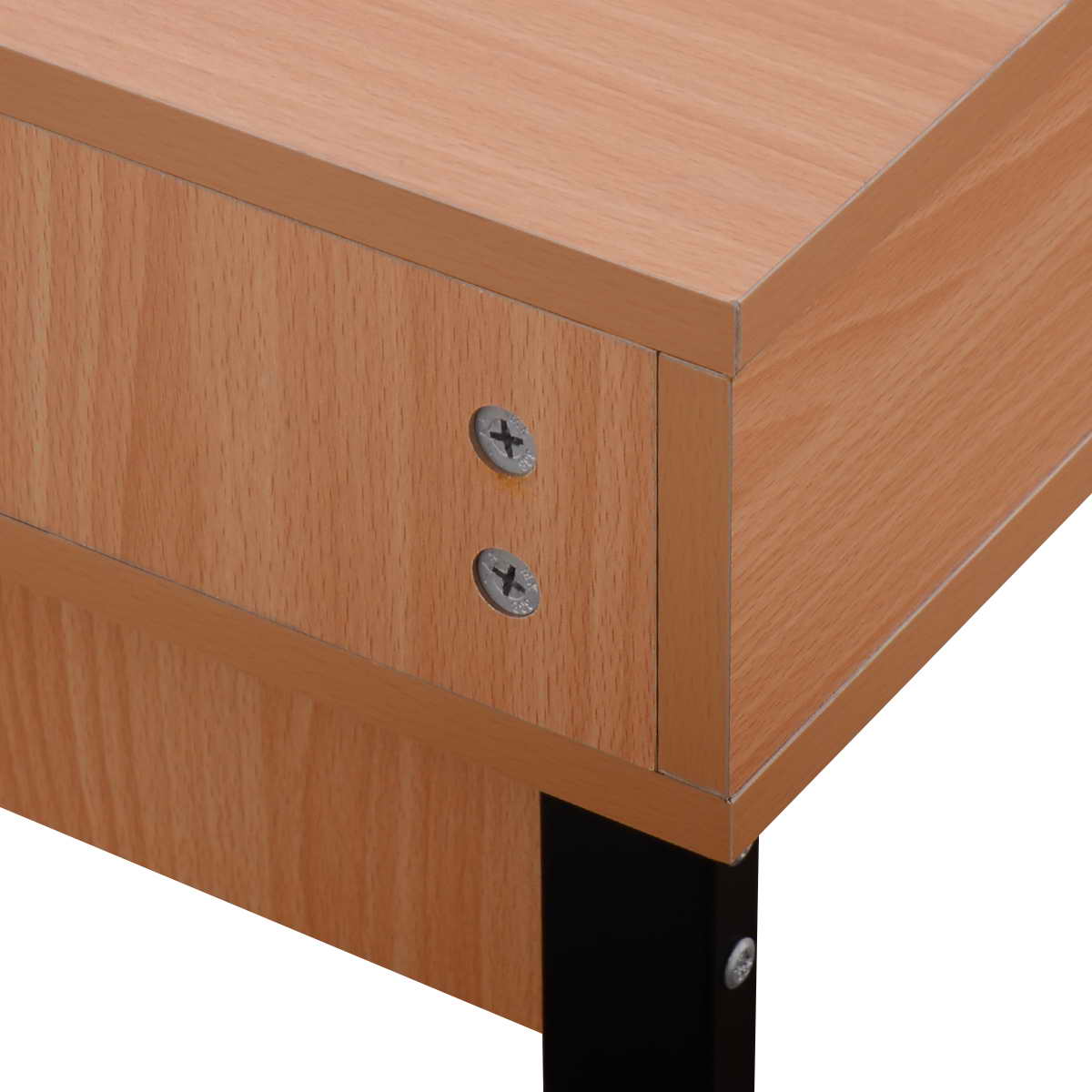 Patiojoy Modern Corner Computer Desk Workstation with Steel Frame and 2 Drawers