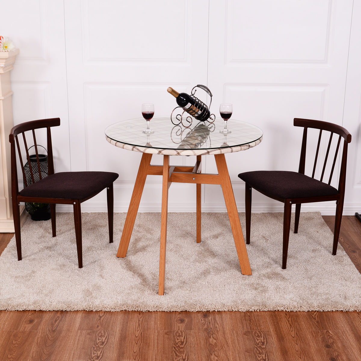 Patiojoy Set of 2 Modern Fabric Upholstered Armless Accent Dining Chairs