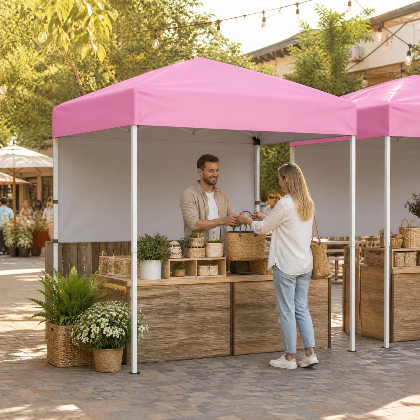 Patiojoy 6 x 4 FT Canopy Tent Pop Up Easy Setup Tent w/ 1 Half Sidewall Foldable & Portable Outdoor Gazebo Pink/Red/White/Gray/Blue