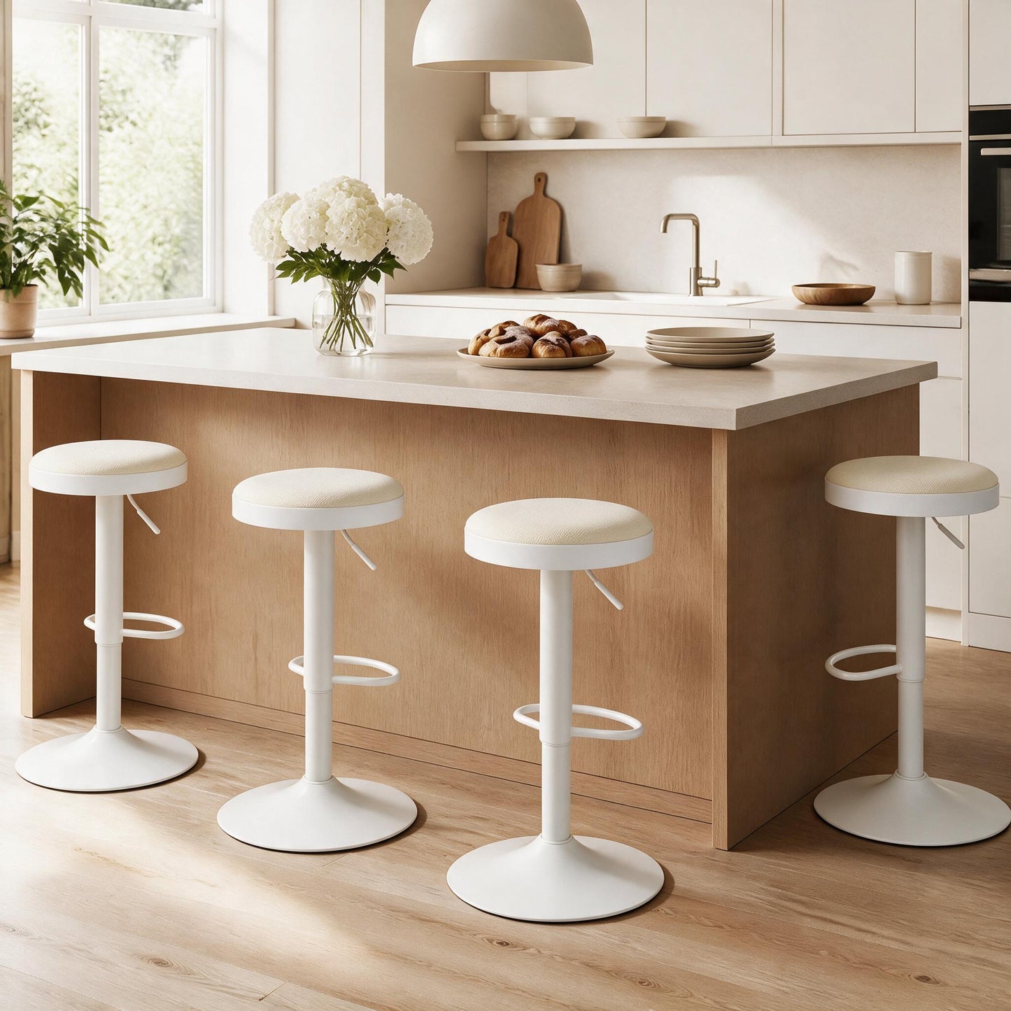 Patiojoy Height-Adjustable Kitchen Bar Stools Bar Stools Set of 2/4 White/Black/Green/Grey
