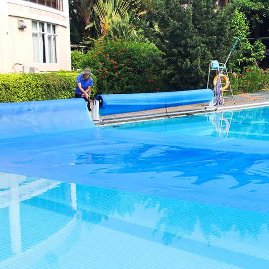 Patiojoy Rectangle Swimming Pool Cover 12-MIL Heat Retaining Pool Solar Blanket for Above-Ground and In-Ground Pools