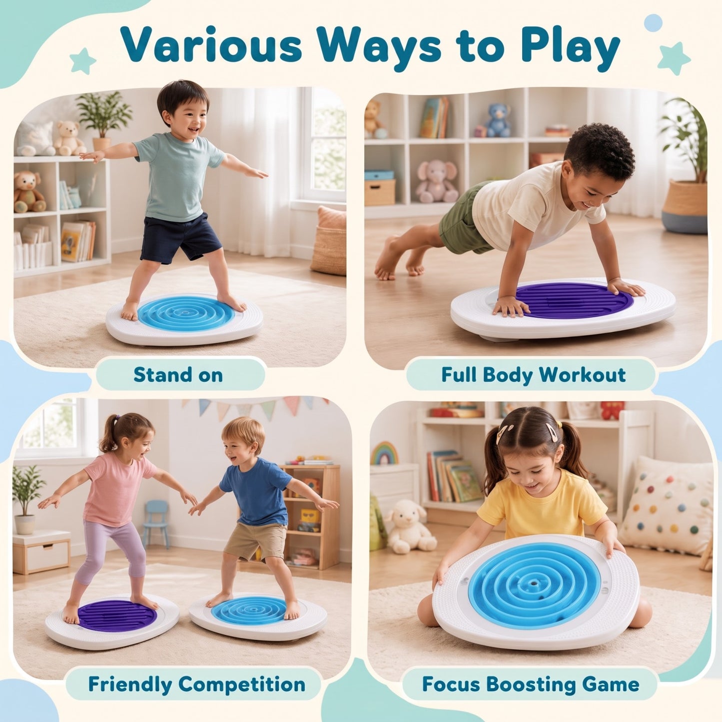 Patiojoy Costzon Kids Balance Board With 3 Maze Discs & 2 Balls