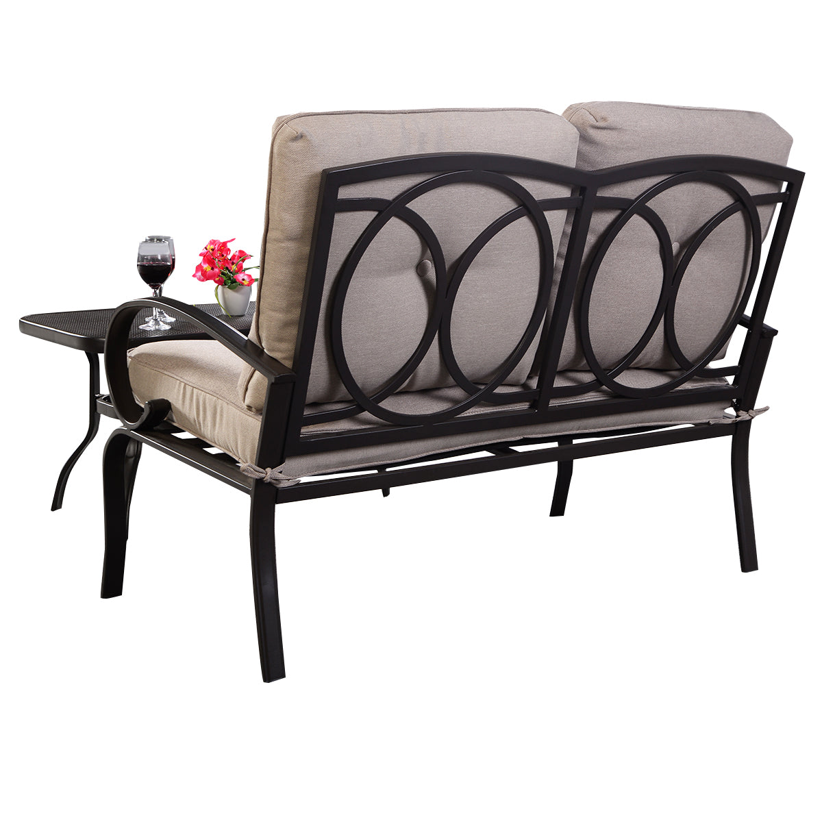 Topbuy LoveSeat Table Set Furniture Outdoor Garden