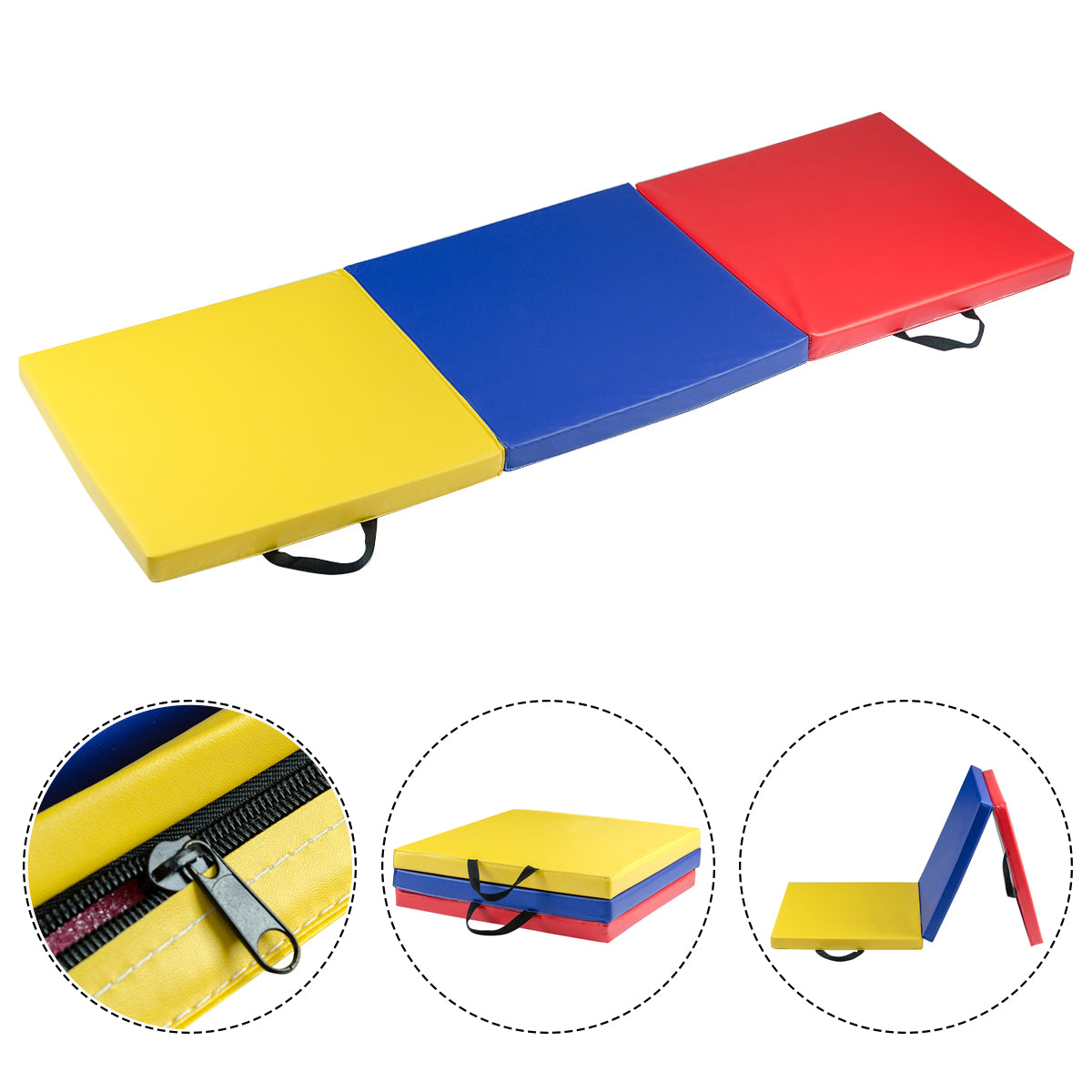 Patiojoy Fitness Exercise Tri-Fold Gymnastics Mat PU surface