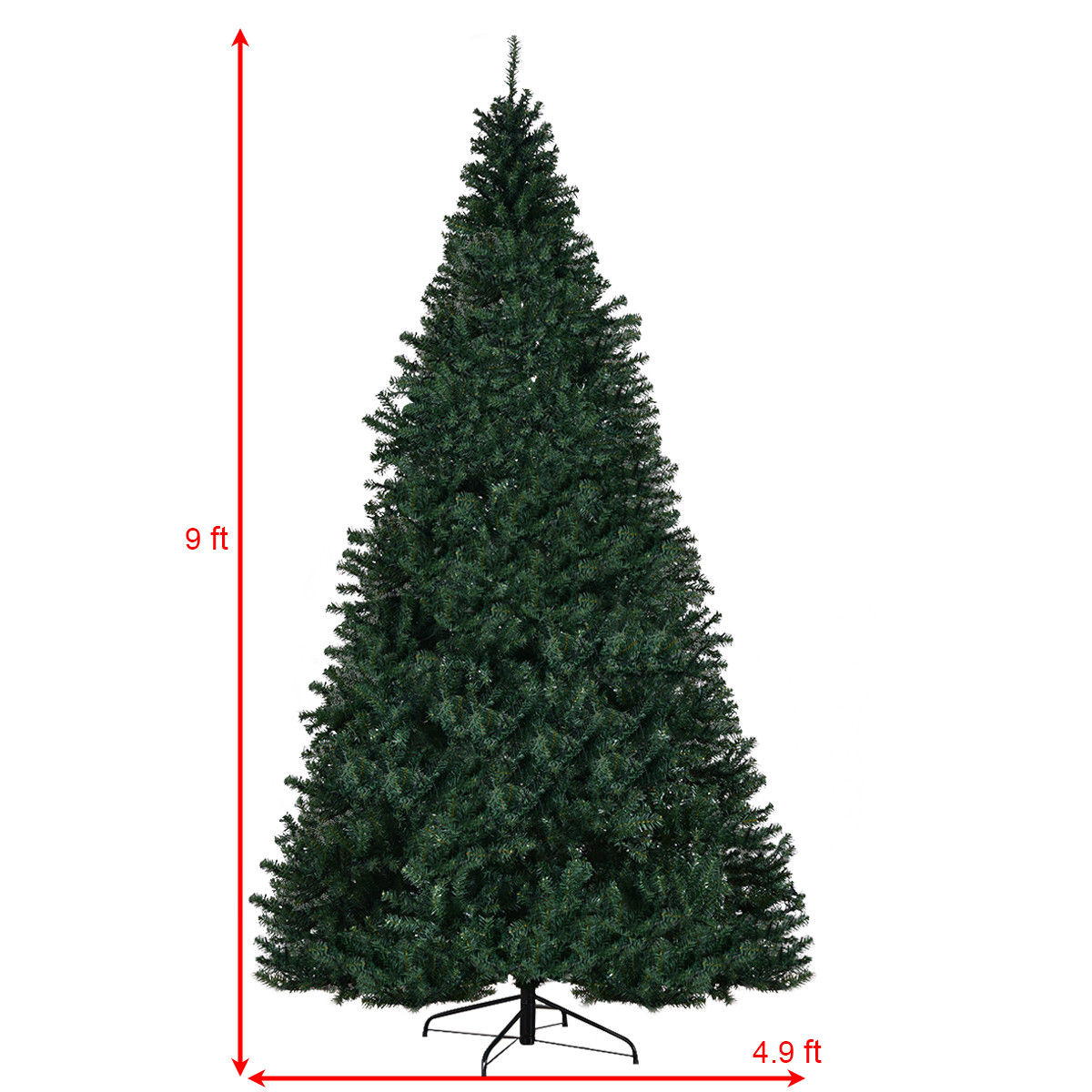 Topbuy 9'Artificial Christmas Tree PVC Material Metal Stand Holiday Decoration w/ 1000 LED Lights