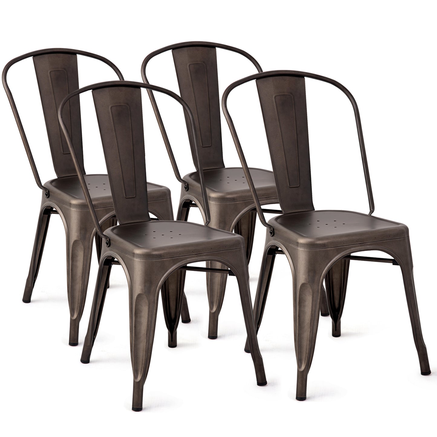 Topbuy Metal Patio Chairs Set of 4 Stackable Side Dining Chair Bistro