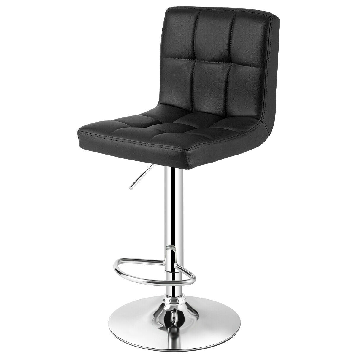 Topbuy Height Adjustable Swivel Bar Stool PU Leather Chair W/Backrest White