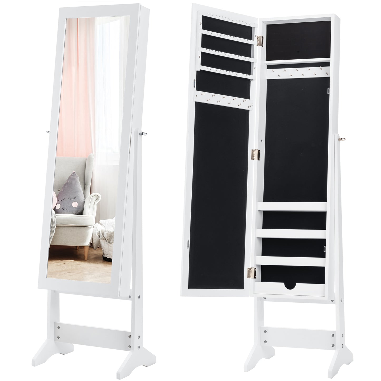 Topbuy Armoire Mirrored Jewelry Cabinet Dressing Storage Box Organizer