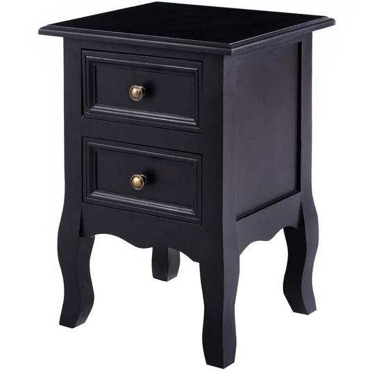 Patiojoy Night Stand Curved Legs Accent Side End Table with 2 Drawers