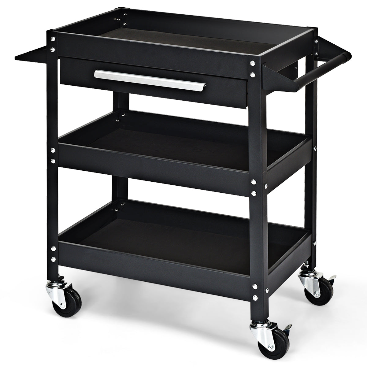 Patiojoy Tool Cart 3-Tray Rolling Tool Organizer With Drawer Industrial Storage Dollies