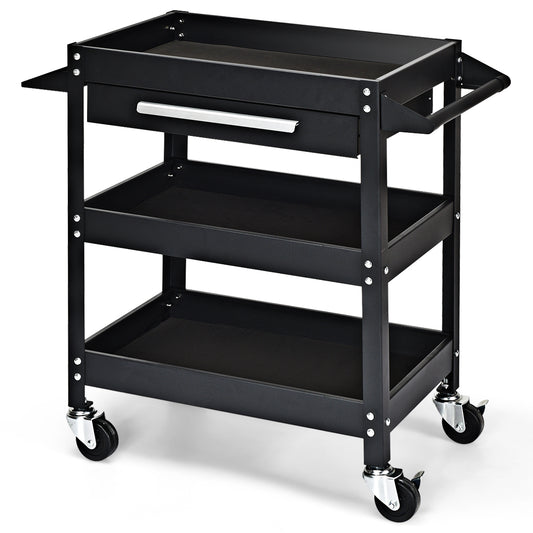 Patiojoy Tool Cart 3-Tray Rolling Tool Organizer With Drawer Industrial Storage Dollies