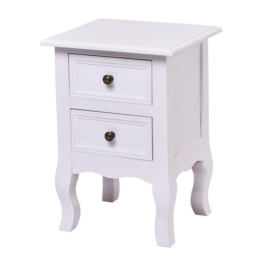 Patiojoy Night Stand Curved Legs Accent Side End Table with 2 Drawers