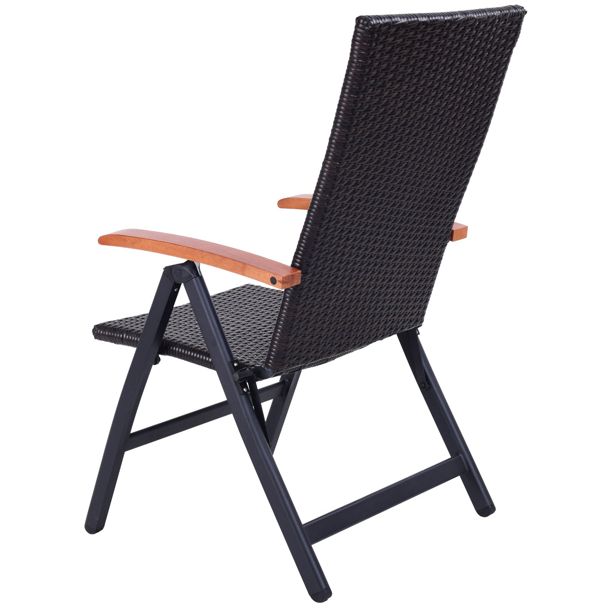 Patiojoy Folding Back Adjustable Rattan Wicker Lounge Chair Sofa Aluminum Tube