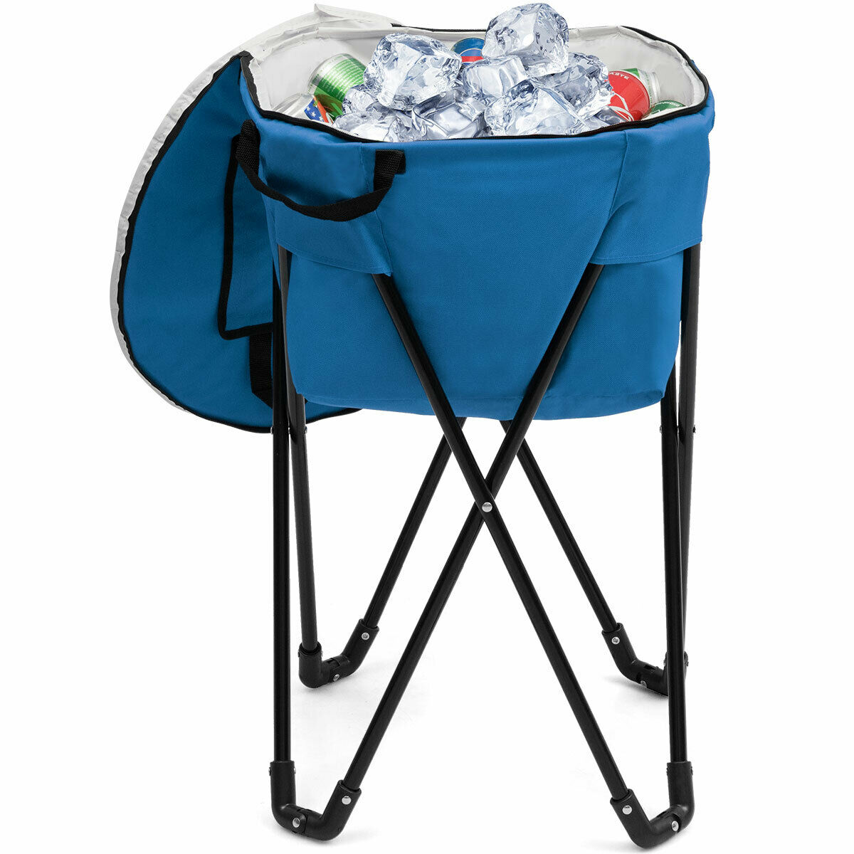 Topbuy Folding Camping Ice Cooler Bag,Portable outdoor Tub Party Picnic Cooler With Stand Blue