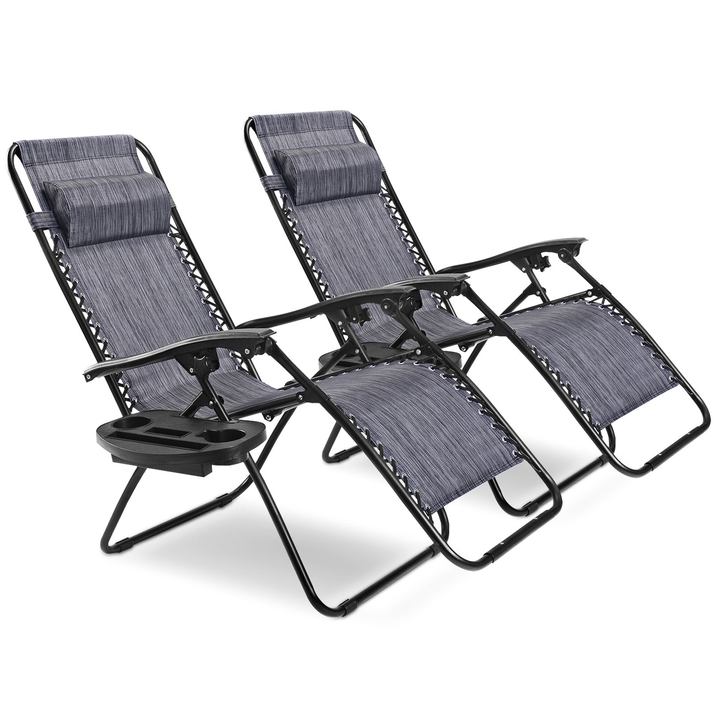 Topbuy 2PC Zero Gravity Chair Adjustable Recliners Textiliene Beige/Black/Grey/Brown/Blue