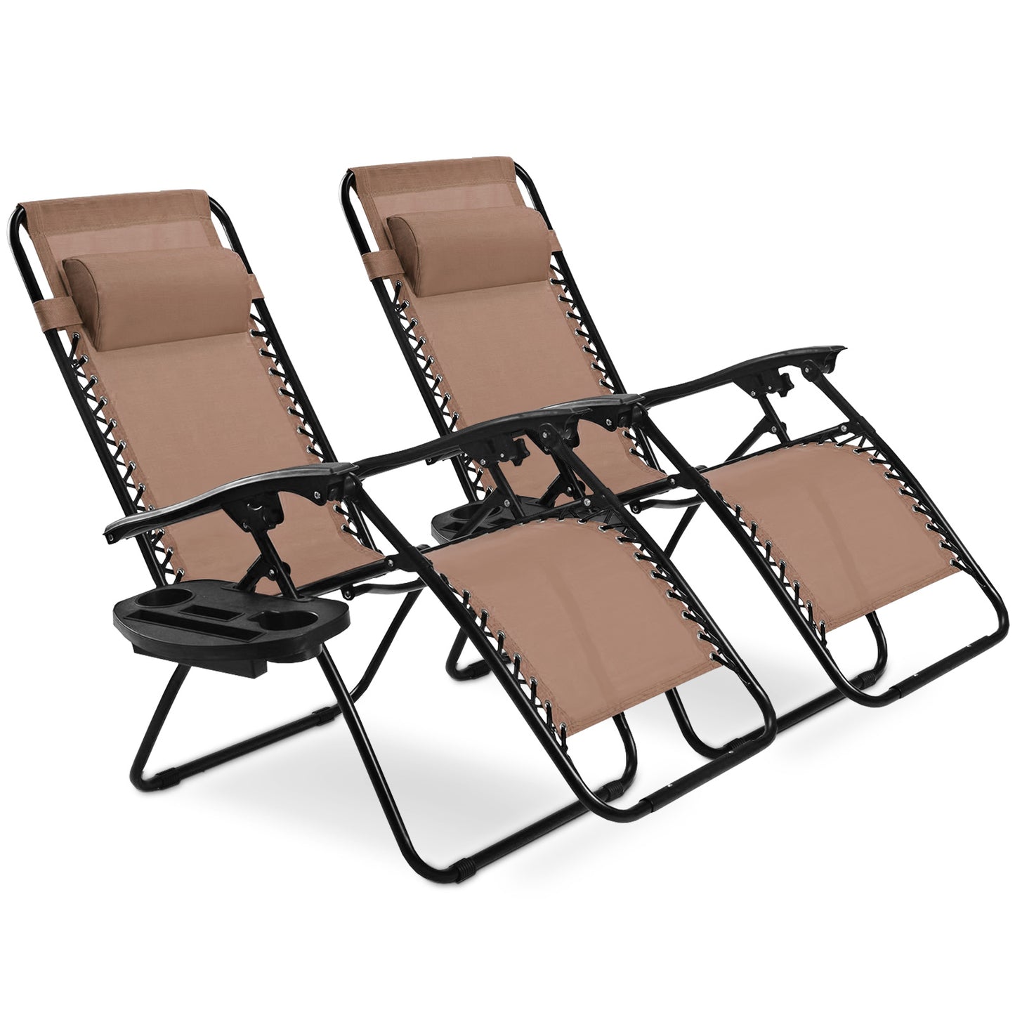 Topbuy 2PC Zero Gravity Chair Adjustable Recliners Textiliene Beige/Black/Grey/Brown/Blue