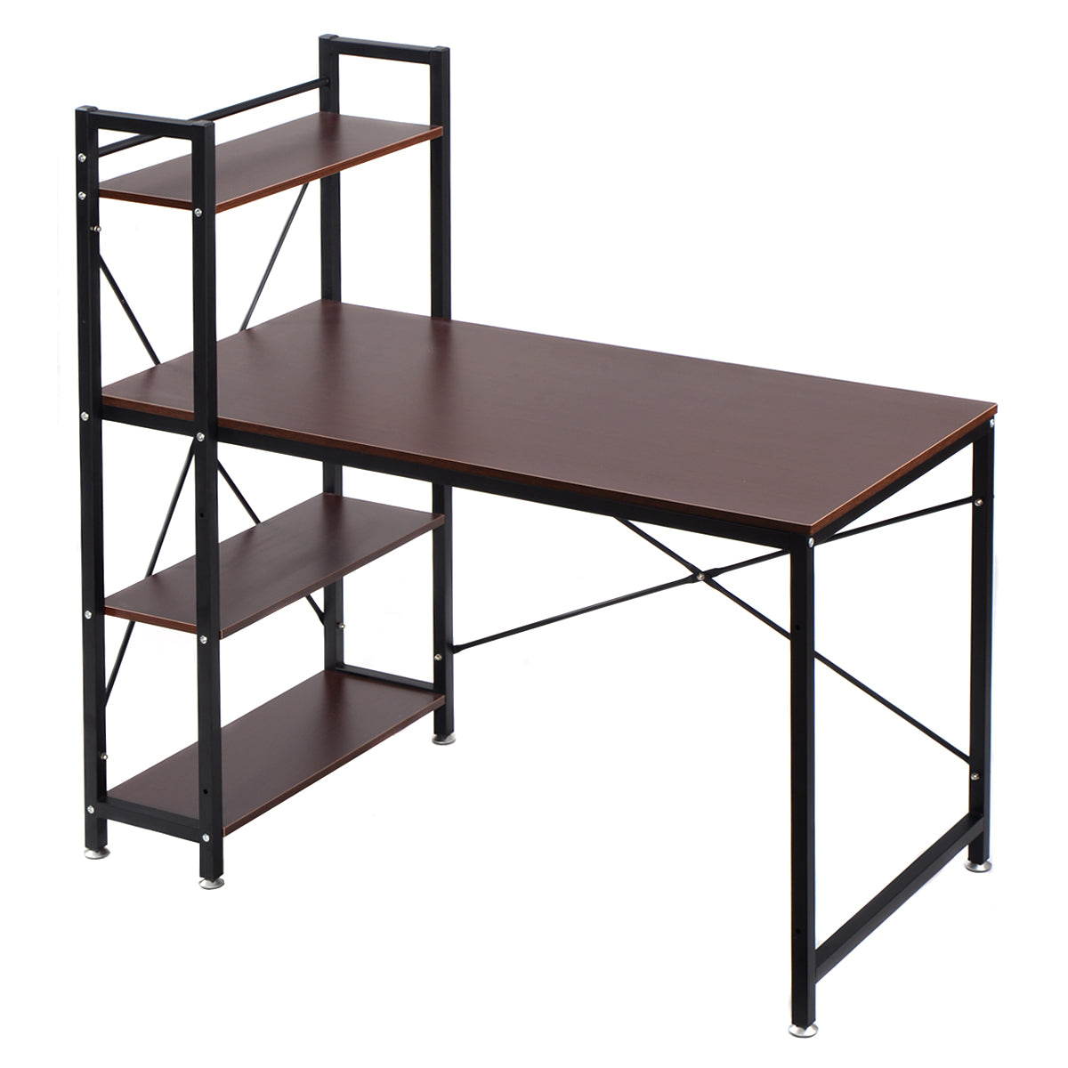 Topbuy Computer Desk Home Office Desk PC Laptop Study Workstation Table With 4 Shelves Black