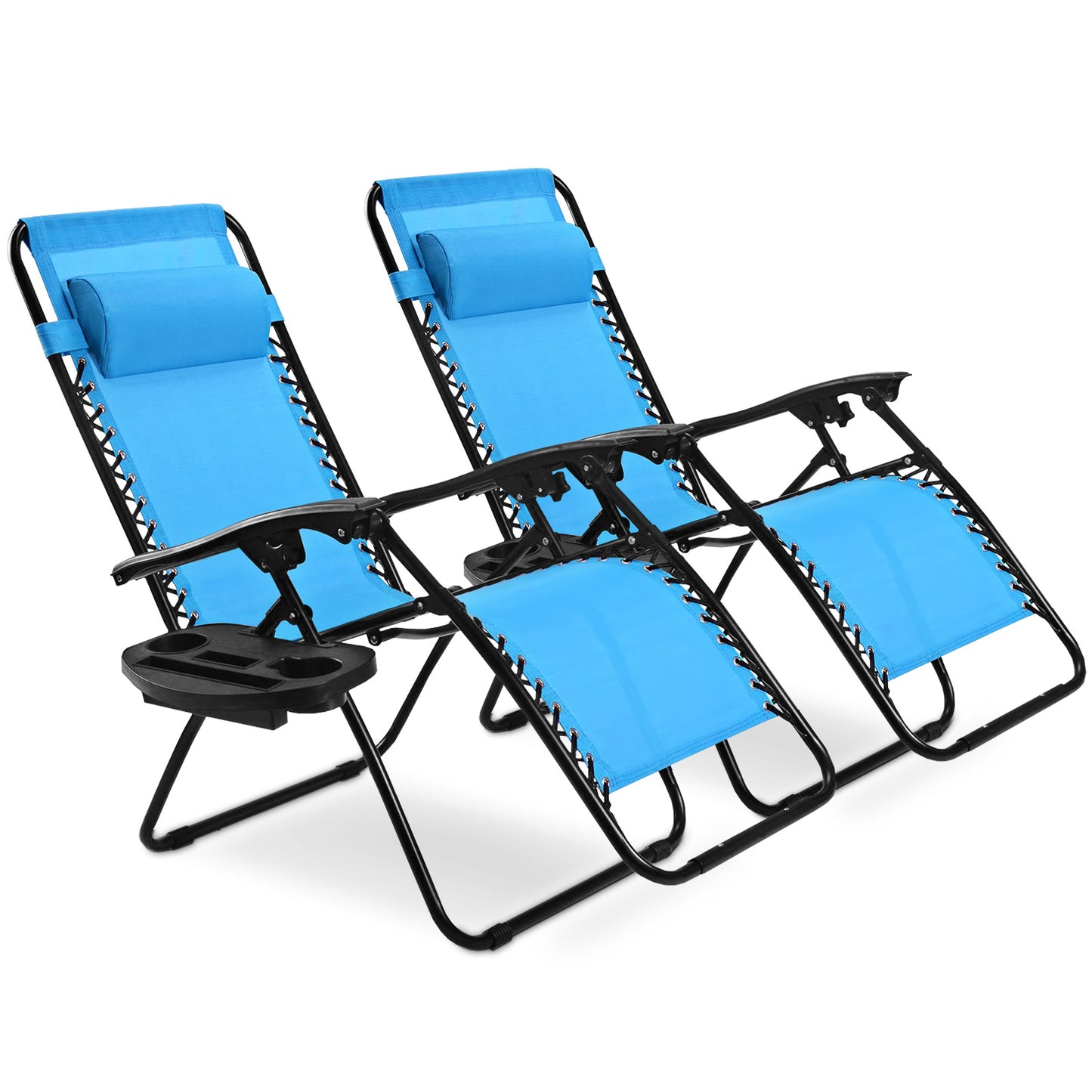 Topbuy 2PC Zero Gravity Chair Adjustable Recliners Textiliene Beige/Black/Grey/Brown/Blue