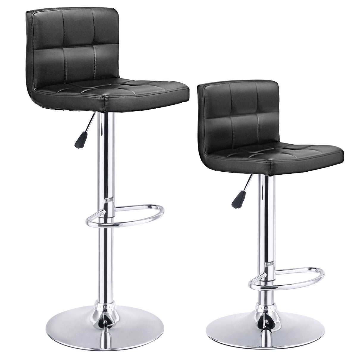 Topbuy Modern Square PU Leather Adjustable Swivel Barstools,Set of 2