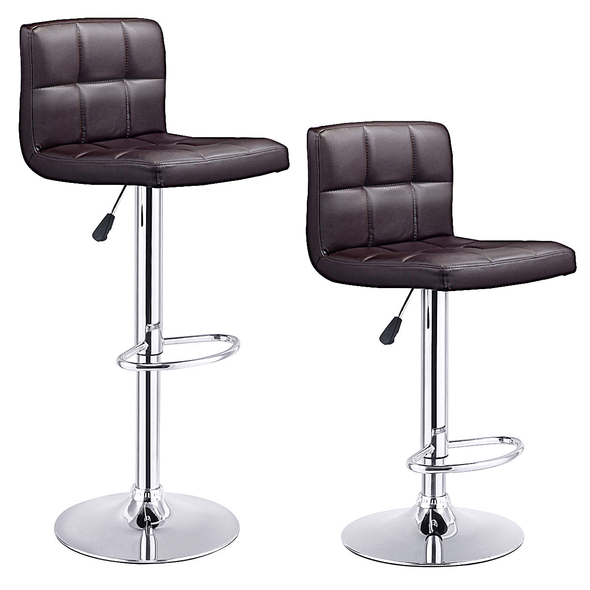 Topbuy Modern Square PU Leather Adjustable Swivel Barstools,Set of 2
