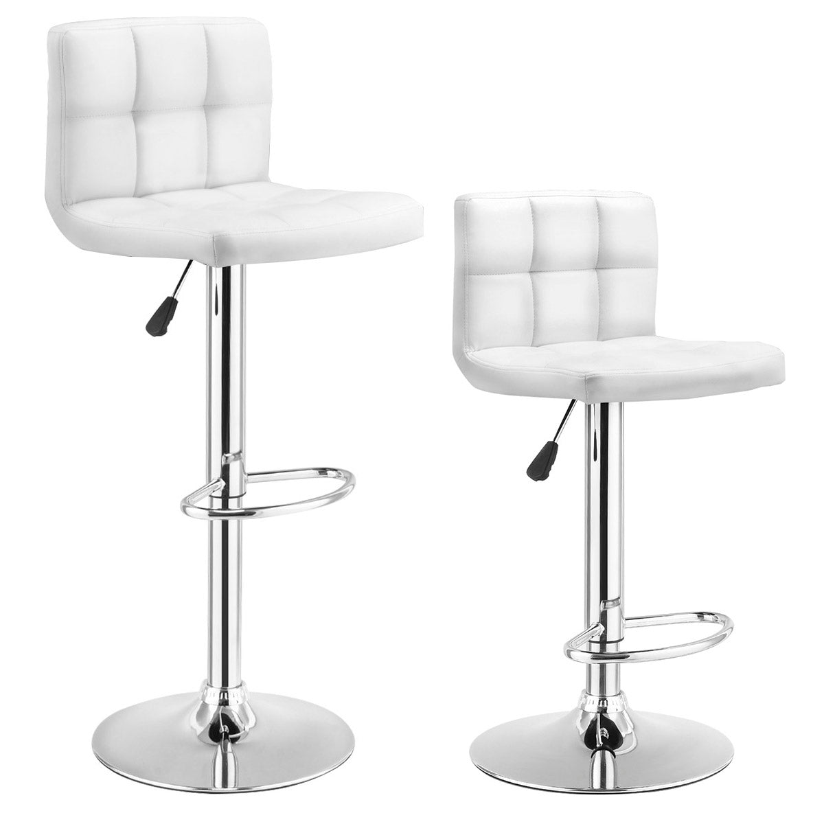 Topbuy Modern Square PU Leather Adjustable Swivel Barstools,Set of 2