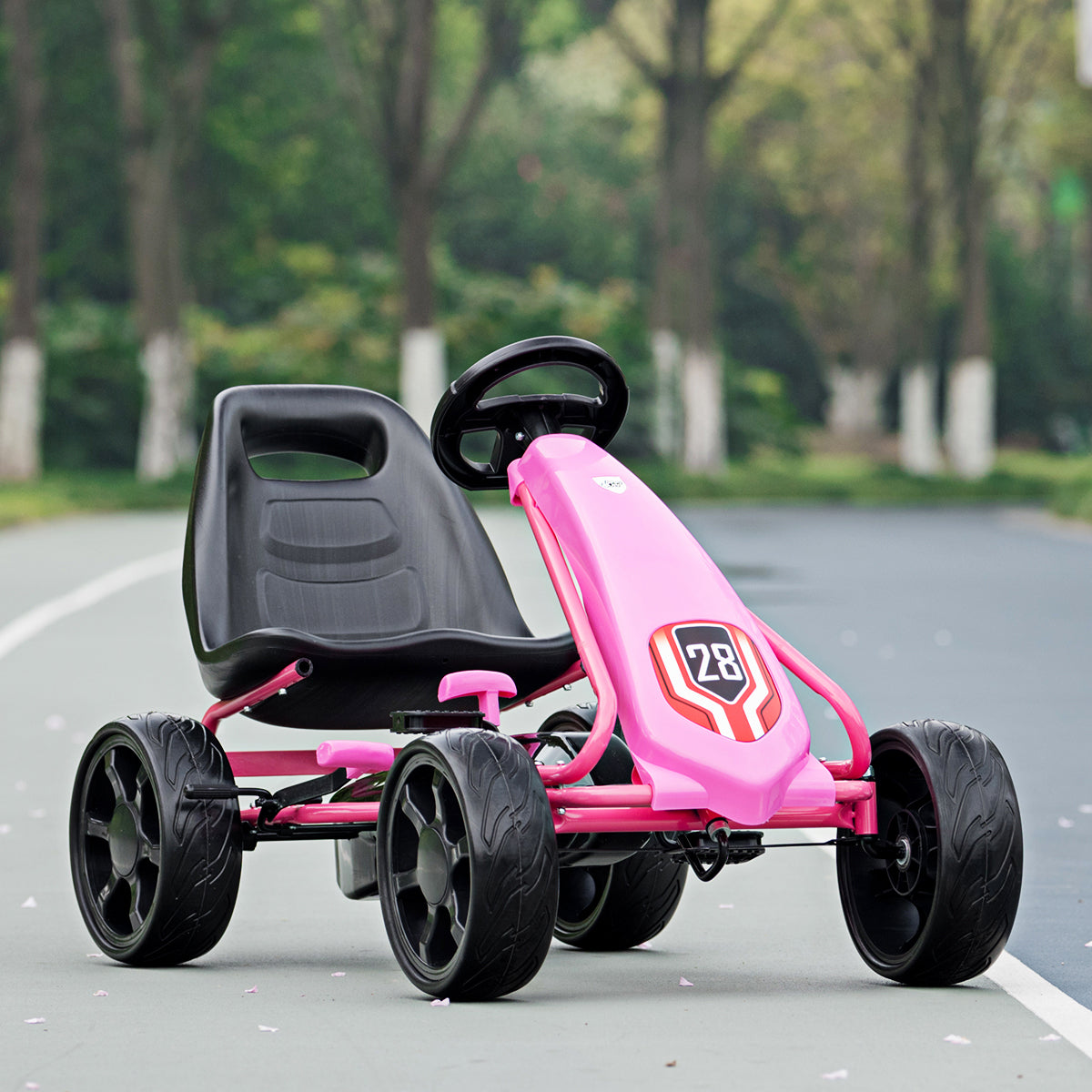 Topbuy Pedal Go Kart Kids Bike Ride on Toys W/ 4 Wheels & Adjustable Seat Pink/Black
