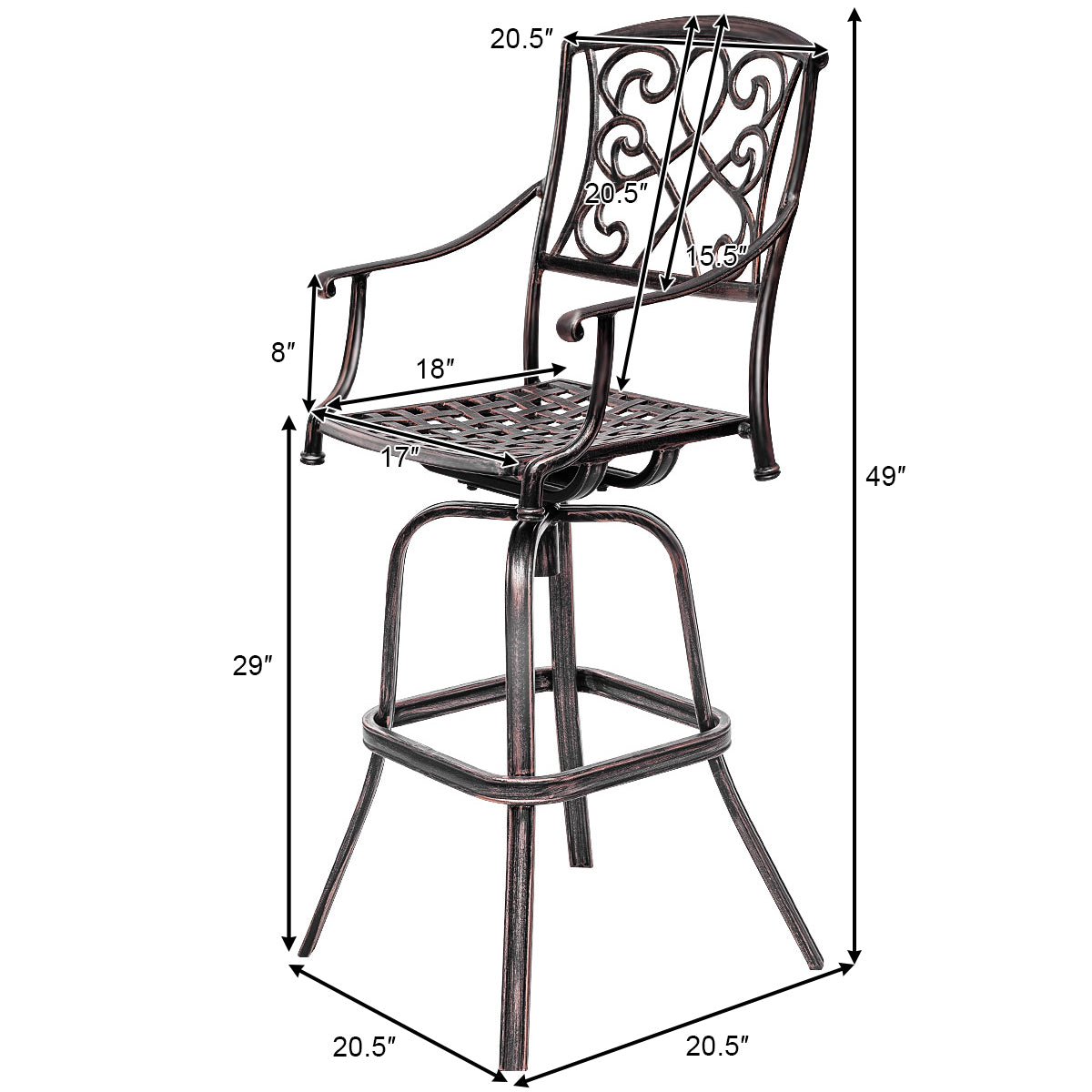 Topbuy Set of 2 Cast Aluminum Chair Patio Furniture Antique Copper Outdoor