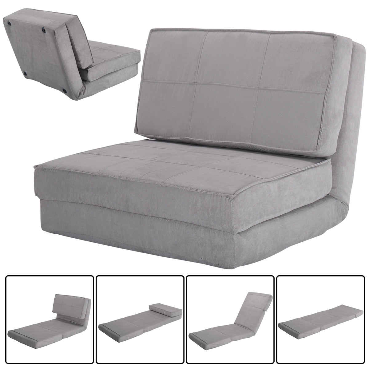 Topbuy Fold Down Chair Convertible Couch Gray