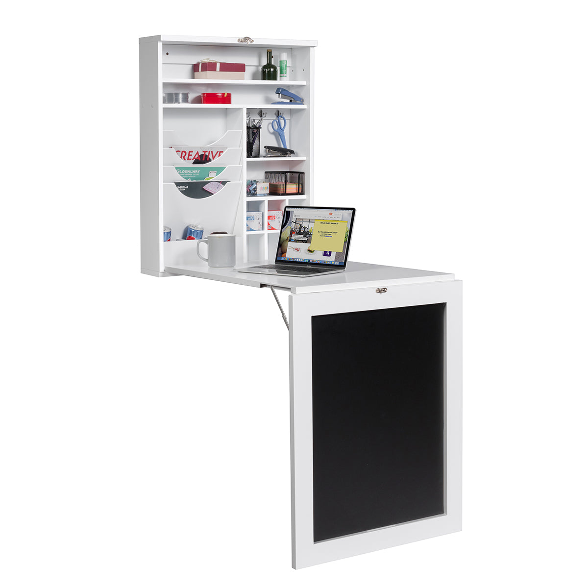 Topbuy Wall Mounted Table Fold Out Convertible Desk With Space Saver Chalkboard Coffee