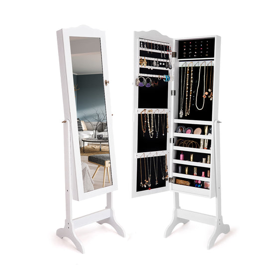 Topbuy Lockable Mirrored Cabinet Jewelry Organizer Dressing Mirror Black