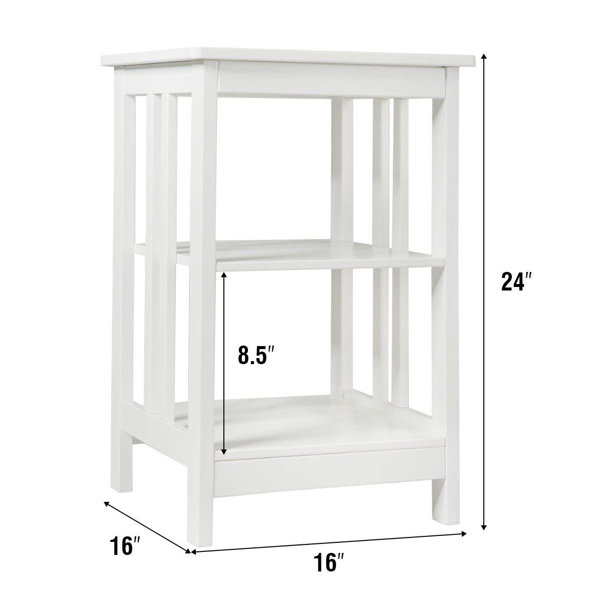 Topbuy 3-tier Nightstand  Round Corners End Table