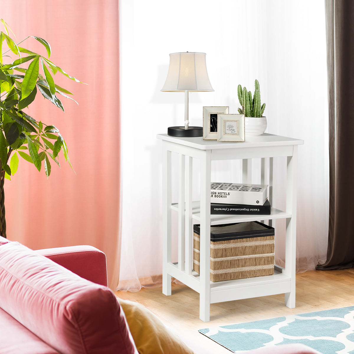 Topbuy 3-tier Nightstand  Round Corners End Table