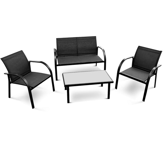 Topbuy 4PCS Patio Chairs Table Set Garden Furniture Garden Sofa for Outdoor Lawn Sofa Gray