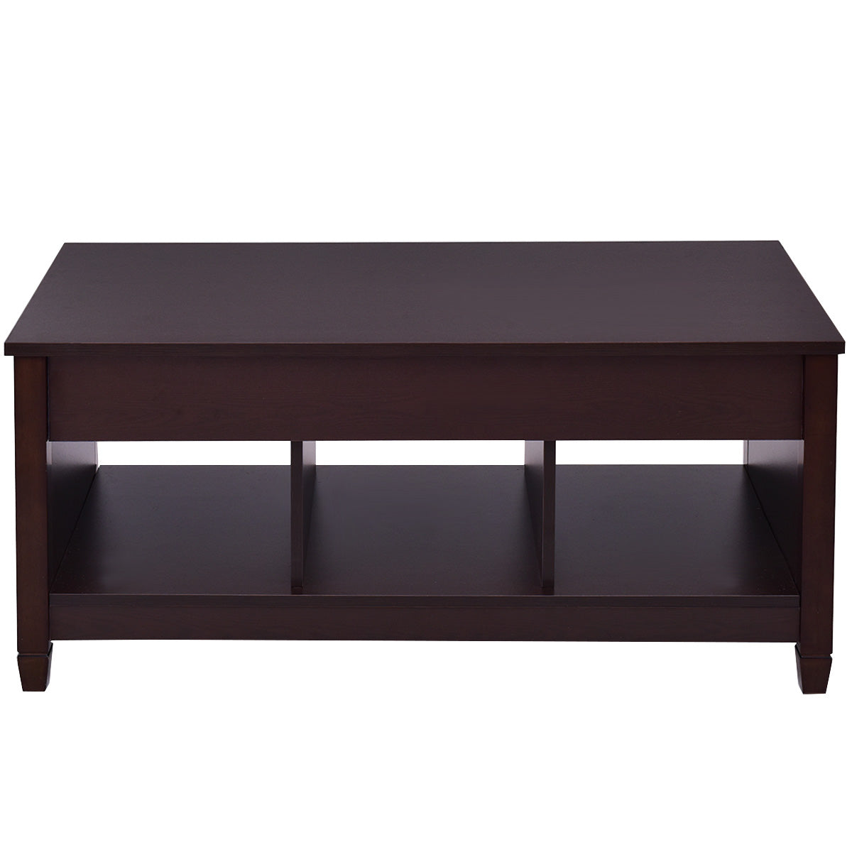 Topbuy Height Adjustable Wood Table Coffee Desk Teapoy Hidden Compartment for Living Room Brown